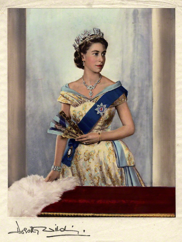 NPG x44639; Queen Elizabeth II by Dorothy Wilding, hand-coloured by  Beatrice Johnson