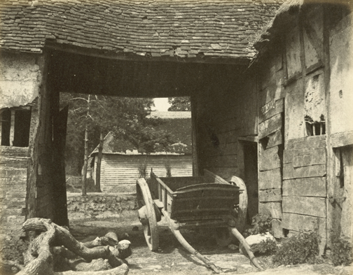 hugh-owen-cart-in-barnyard-albumen-print-1860s-1870s-from-a-paper-negative-before-1855-17-5-x-21-9-cm