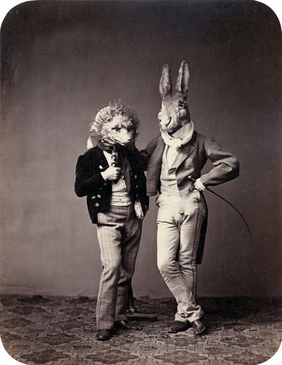 1850s-costume-ball-rabbit-and-wolf-photo-by-franz-hanfstaengl