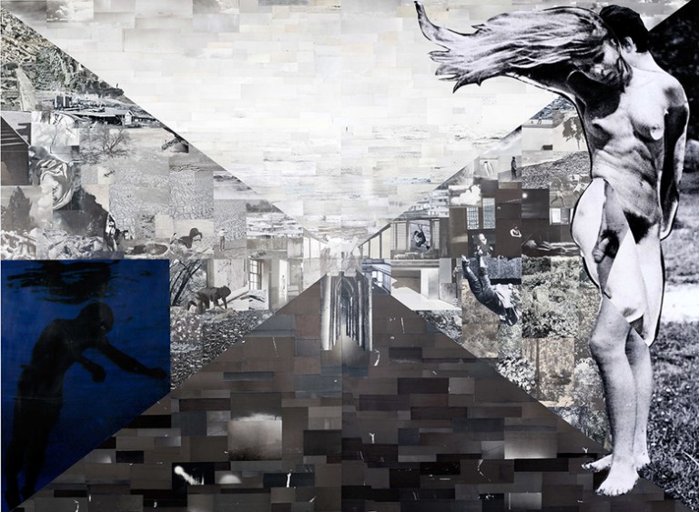 Lillian O'Neil, Dark mist through the floor, 2017, collage on Dibond, framed, 203.00 x 269.00 x 6.50 cm,