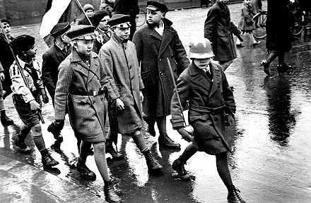 secondary students march on HItler's birthday