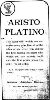 Advertising published in Aristo Eagle, 1908.