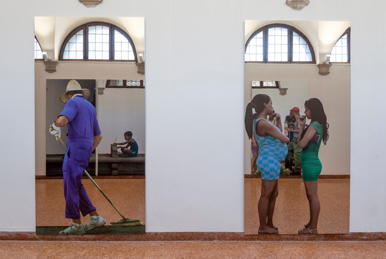 Michelangelo Pistoletto “One and One makes Three” at Basilica di San Giorgio, Isola di San Giorgio Maggiore, Venice Biennale, 2017 Courtesy- the artist and GALLERIA CONTINUA, San Gi