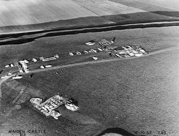 Excavations of Site R and the Neolithic Long Mound taken from the south looking north on 16 October 1937