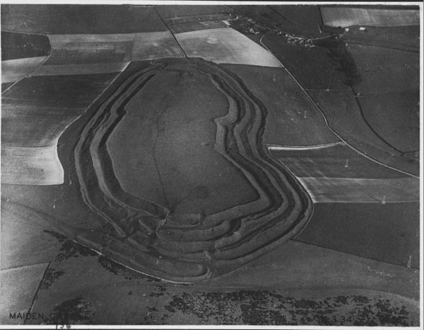 Maiden Castle Iron Age hillfort taken 31 Mar 1934