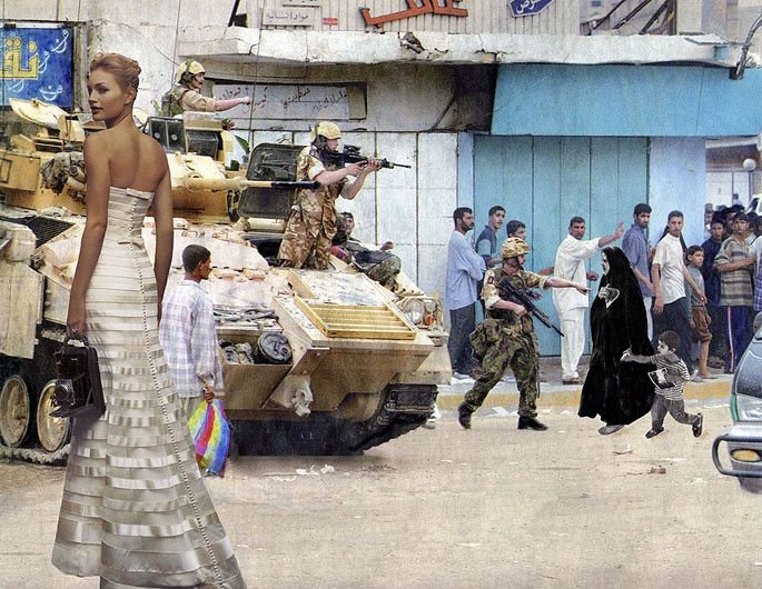 MARTHA ROSLER Point and Shoot From the series House Beautiful- Bringing the War Home, New Series 2008 Photomontage 76.2 by 101.6 cm