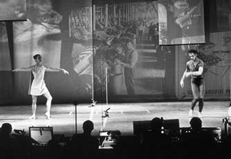 Yvonne Rainer and Merce Cunningham performing Variations V