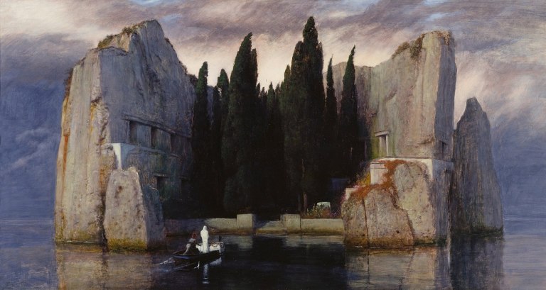 Arnold Böcklin (1827–1901) Blue pencil.svg wikidata-Q123071 s-de-Arnold Böcklin q-de-Arnold Böcklin Title Isle of the Dead wikidata-Q18009720 Description 3rd version Date 1883 Med