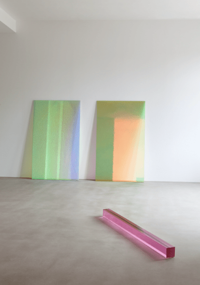 Magic Mirrors (Green &amp; Pink #2), 2015 (back), Pink Bar, 2013 (front)