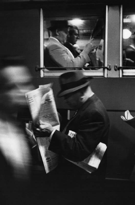 Commuters Reading Newspaper, 1958