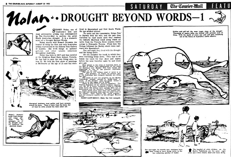 The Courier-Mail (Brisbane, Qld. - 1933 - 1954) Sat 23 Aug 1952 Page 2 Nolan. DROUGHT BEYOND WORDS—1