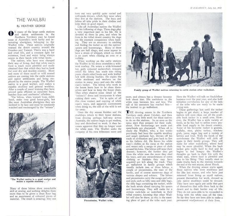 THE WAILBRI By HEATHER GEORGE Walkabout July 52