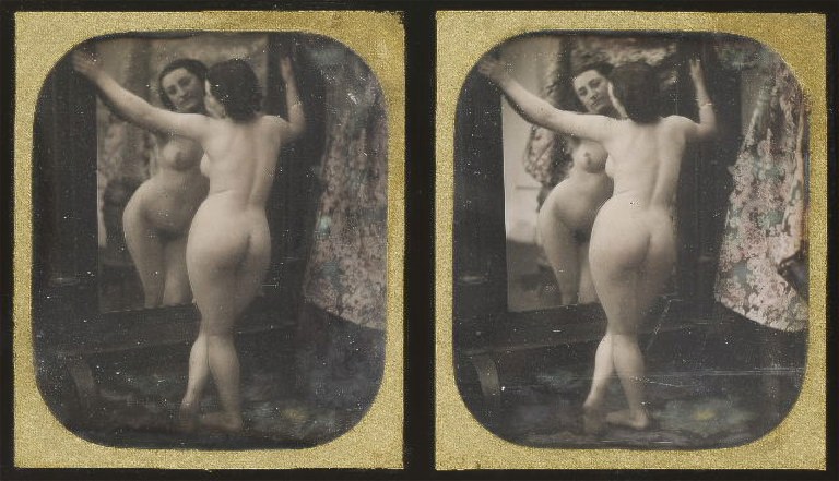 Auguste Belloc Femme nue devant un miroir 1855 (ca) Daguerreotype, stereo Musée d'Orsay